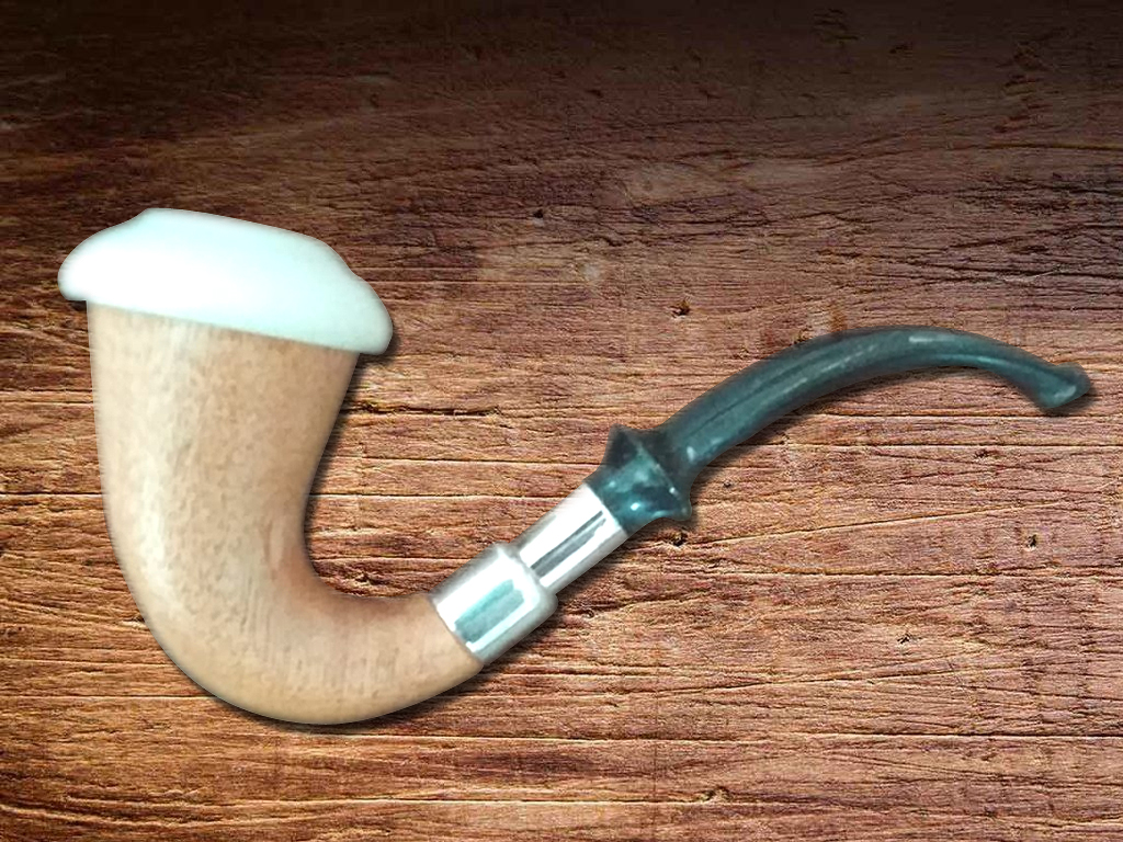 Smooth White with Meerschaum Calabash Tobacco Pipe By Paykoc, M02306 -  Paykoc Pipes